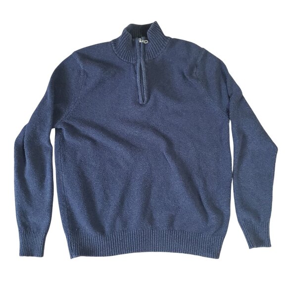 Croft & Barrow Mens Navy Blue Quarter Zip Sweater Size M Outdoor Layering Warm - Picture 1 of 6